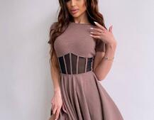 Сукня-міні  з елементами корсету  та спідницею солнцем Сукня-міні  з елементами корсету  та спідницею солнцем | PUSHKA SHOP