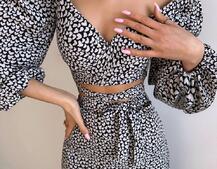 Комплект: топ із зав'язками на талії + спідниця міді з розрізом | PUSHKA SHOP