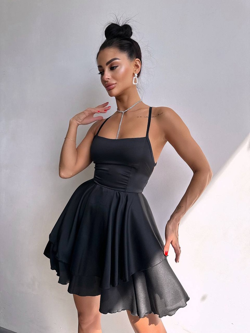 Шовкова сукня  з пишною спідницею та шнурівкою   | PUSHKA SHOP