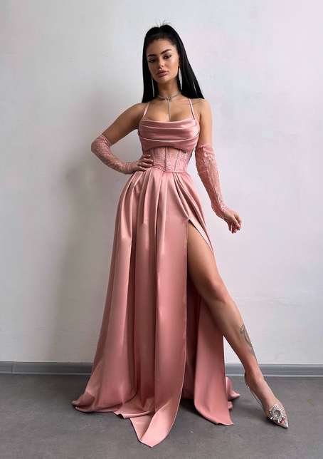 Атласний комплект: корсет + спідниця максі  | PUSHKA SHOP