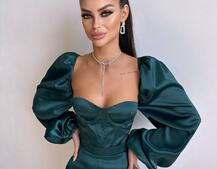 Атласний  комплект: корсет + спідниця декорована бахромою зі страз Атласний  комплект: корсет + спідниця декорована бахромою зі страз | PUSHKA SHOP