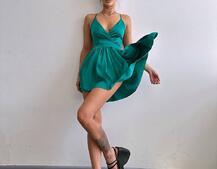 Шовкова сукня з пишною спідницею та шнурівкою на спинці | PUSHKA SHOP