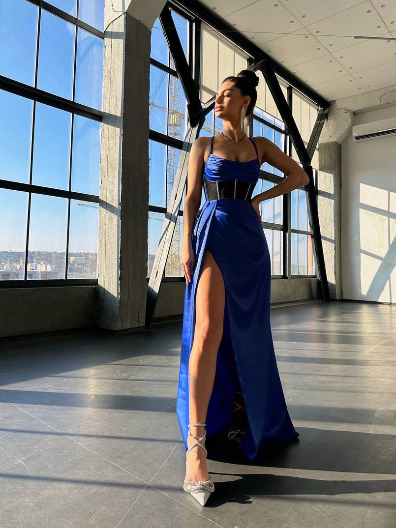 Комплект: корсет, декорований стразами + спідниця максі з драпіруванням  Комплект: корсет, декорований стразами + спідниця максі з драпіруванням  | PUSHKA SHOP