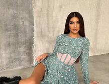 Приталена сукня з корсетною вставкою та спідницею-сонцем | PUSHKA SHOP