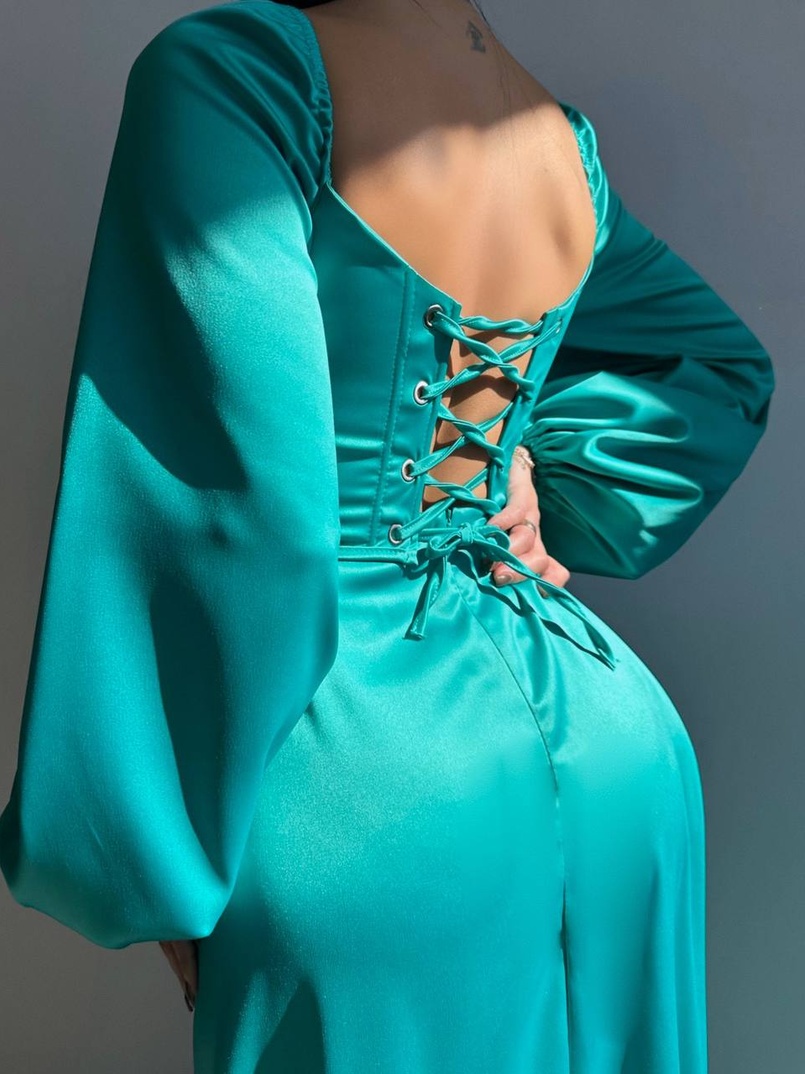 Атласний комплект: корсет + спідниця максі з драпіруванням Атласний комплект: корсет + спідниця максі з драпіруванням | PUSHKA SHOP