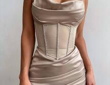 Комплект: корсет, декорований стразами + спідниця міні з драпіруванням   Комплект: корсет, декорований стразами + спідниця міні з драпіруванням   | PUSHKA SHOP