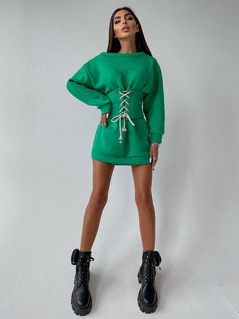 Худи на флисе + корсет на шнуровке  Худи на флисе + корсет на шнуровке  | PUSHKA SHOP