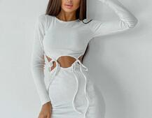 Трикотажное облегающее платье с завязками  Трикотажное облегающее платье с завязками  | PUSHKA SHOP