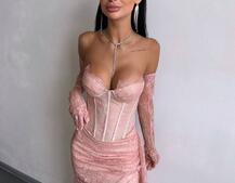 Корсетна сукня максі з рукавичками  | PUSHKA SHOP