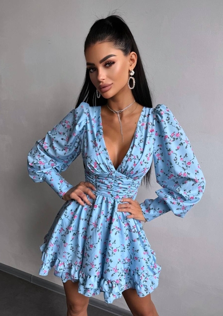 Сукня міні з пишною спідницею та драпіруванням на талії Сукня міні з пишною спідницею та драпіруванням на талії | PUSHKA SHOP