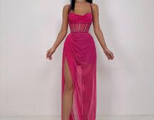 Комплект: корсет декорований стразами + спідниця максі  | PUSHKA SHOP