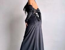 Оксамитова сукня максі декорована стразами  Ручна робота  | PUSHKA SHOP