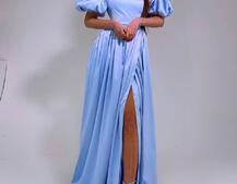 Атласное платье макси с объемными рукавами   Атласное платье макси с объемными рукавами   | PUSHKA SHOP