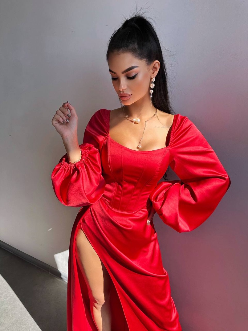 Атласний комплект: корсет + спідниця максі з драпіруванням Атласний комплект: корсет + спідниця максі з драпіруванням | PUSHKA SHOP