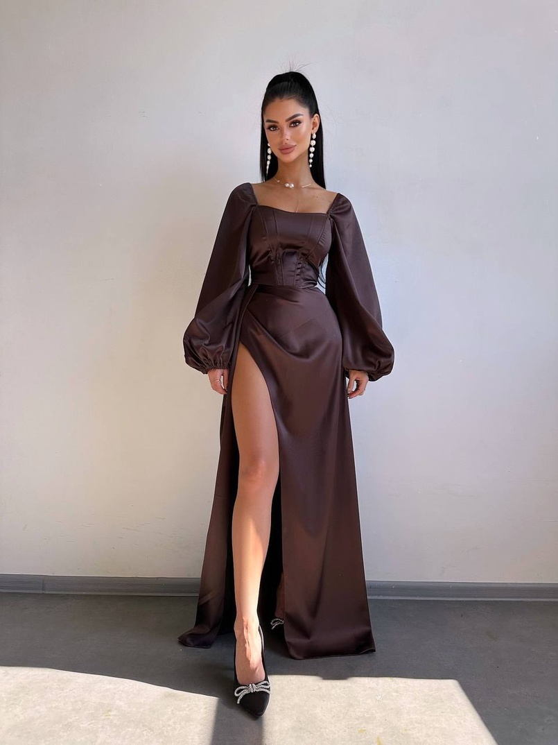 Атласний комплект: корсет + спідниця максі з драпіруванням Атласний комплект: корсет + спідниця максі з драпіруванням | PUSHKA SHOP