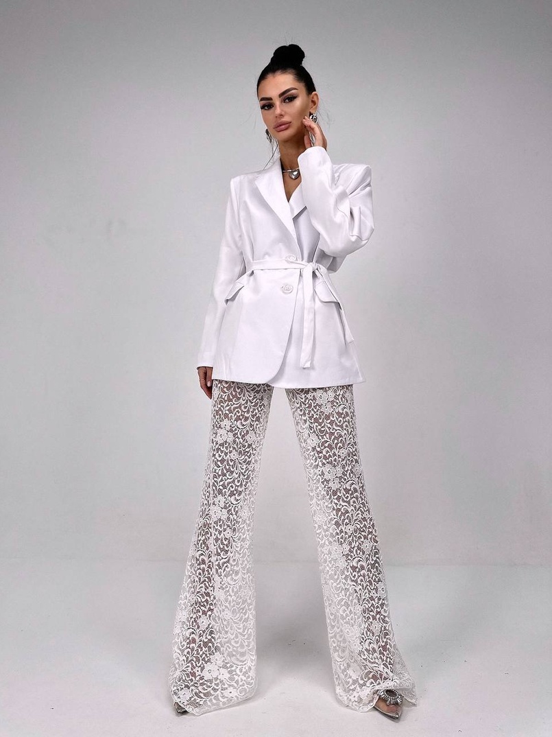 Комплект: мереживний корсет бюстьє + штани + піджак  Комплект: мереживний корсет бюстьє + штани + піджак  | PUSHKA SHOP