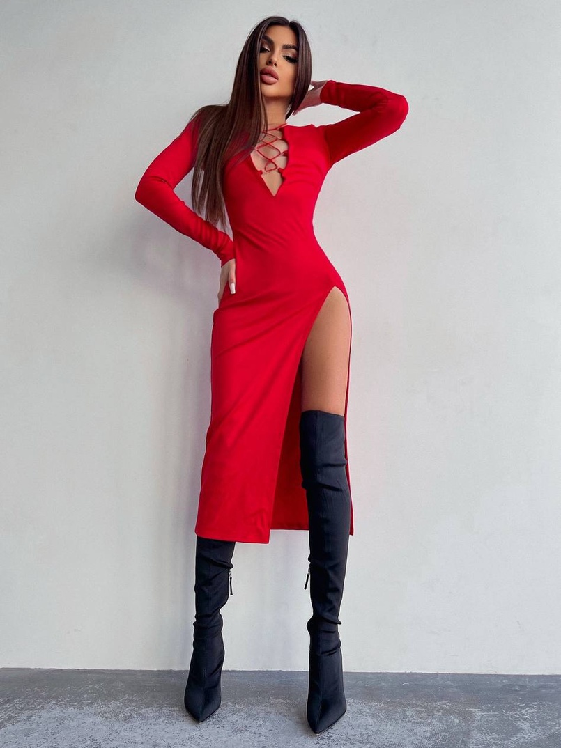 Сукня міді зі шнурівкою  Сукня міді зі шнурівкою  | PUSHKA SHOP