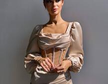 Комплект: корсет, декорований стразами + спідниця міні з драпіруванням   Ручна робота  Комплект: корсет, декорований стразами + спідниця міні з драпіруванням   Ручна робота  | PUSHKA SHOP