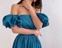 Атласное платье макси с объемными рукавами   Атласное платье макси с объемными рукавами   | PUSHKA SHOP