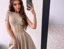 Сукня-міні  з елементами корсету  та спідницею солнцем Сукня-міні  з елементами корсету  та спідницею солнцем | PUSHKA SHOP