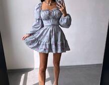 Сукня з квітковим принтом з воланами на ґудзиках  | PUSHKA SHOP