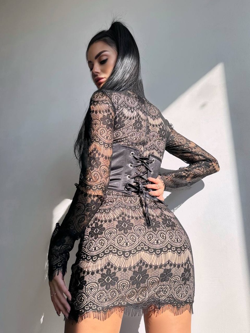 Комплект: мереживна сукня міні + корсет  Комплект: мереживна сукня міні + корсет  | PUSHKA SHOP