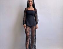 Комплект: блуза з баской + мереживна спідниця-шорти  | PUSHKA SHOP