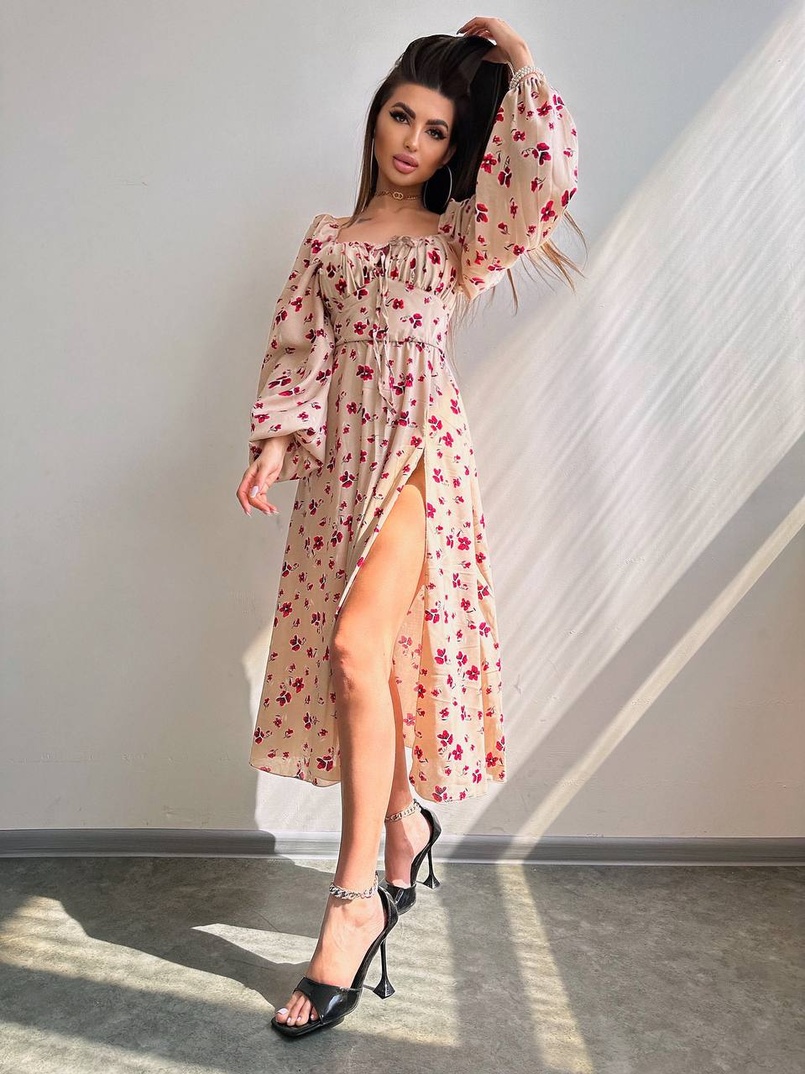 Сукня міді з квітковим принтом  Сукня міді з квітковим принтом  | PUSHKA SHOP