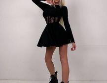 Трикотажна корсетна сукня з мереживом та пишною спідницею  Трикотажна корсетна сукня з мереживом та пишною спідницею  | PUSHKA SHOP