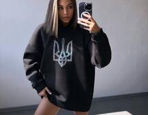 Патріотичне  худі over size із сяючими стразами Патріотичне  худі over size із сяючими стразами | PUSHKA SHOP