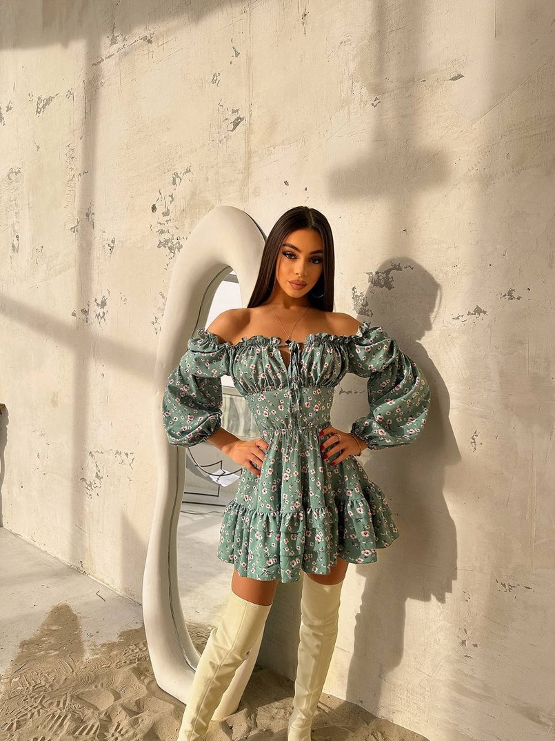 Сукня з воланами та шнурівкою  по спинці | PUSHKA SHOP