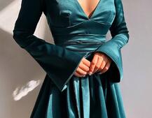 Атласна корсетна сукня  з пишною спідницею та зав‘язками на талії | PUSHKA SHOP