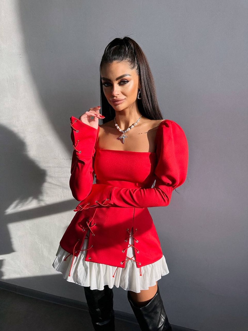 Сукня з об'ємними рукавами + спідниця з воланами | PUSHKA SHOP