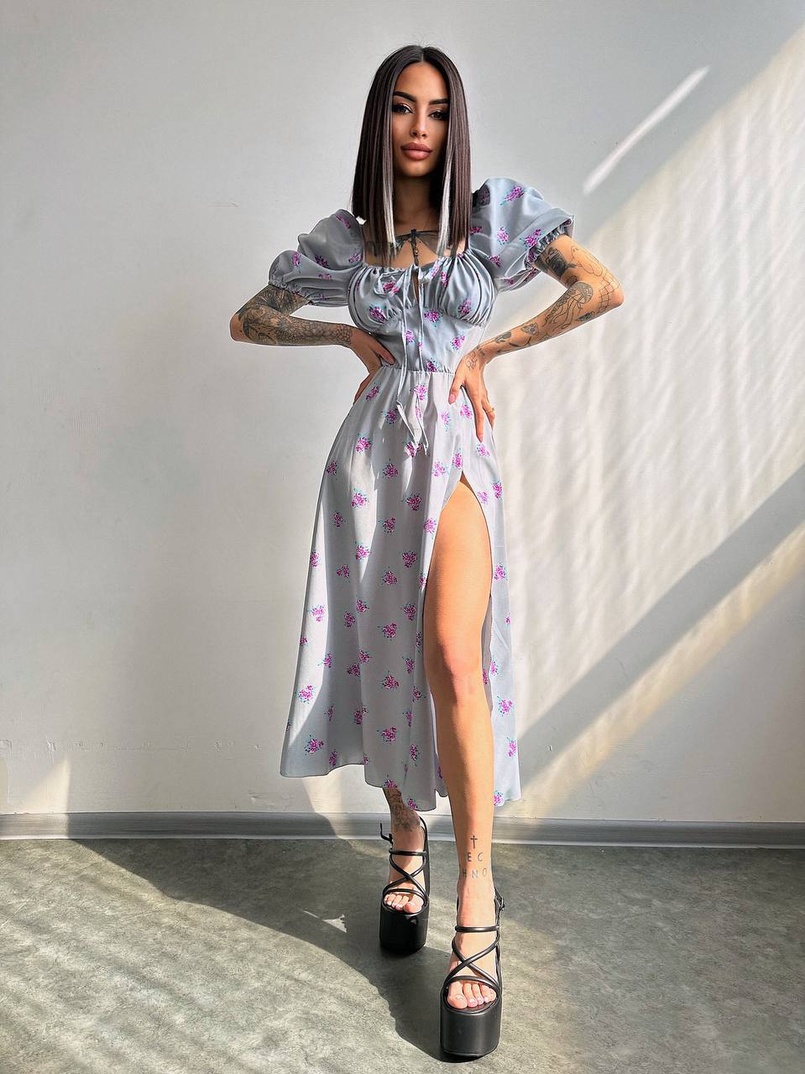 Сукня- міді  з квітковим принтом Сукня- міді  з квітковим принтом | PUSHKA SHOP