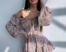 Сукня з квітковим принтом з воланами на ґудзиках  Сукня з квітковим принтом з воланами на ґудзиках  | PUSHKA SHOP