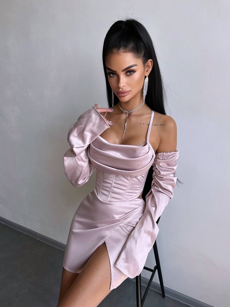 Комплект: корсет з рукавами    + спідниця міні з драпіруванням   Комплект: корсет з рукавами    + спідниця міні з драпіруванням   | PUSHKA SHOP