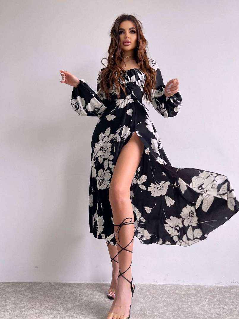 Сукня міді з квітковим принтом  Сукня міді з квітковим принтом  | PUSHKA SHOP