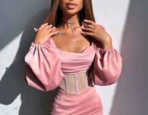 Комплект: корсет, декорований стразами   + спідниця міні з драпіруванням  Комплект: корсет, декорований стразами   + спідниця міні з драпіруванням  | PUSHKA SHOP