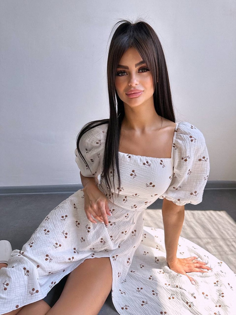 Сукня -міді зі шнурівкою на спинці та розрізом на ніжці з принтом  Сукня -міді зі шнурівкою на спинці та розрізом на ніжці з принтом  | PUSHKA SHOP