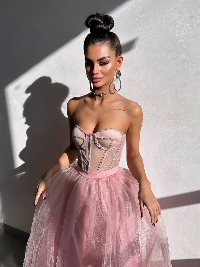 Комплект: корсет бюстьє декорований стразами + пишна спідниця максі  Ручна робота  | PUSHKA SHOP