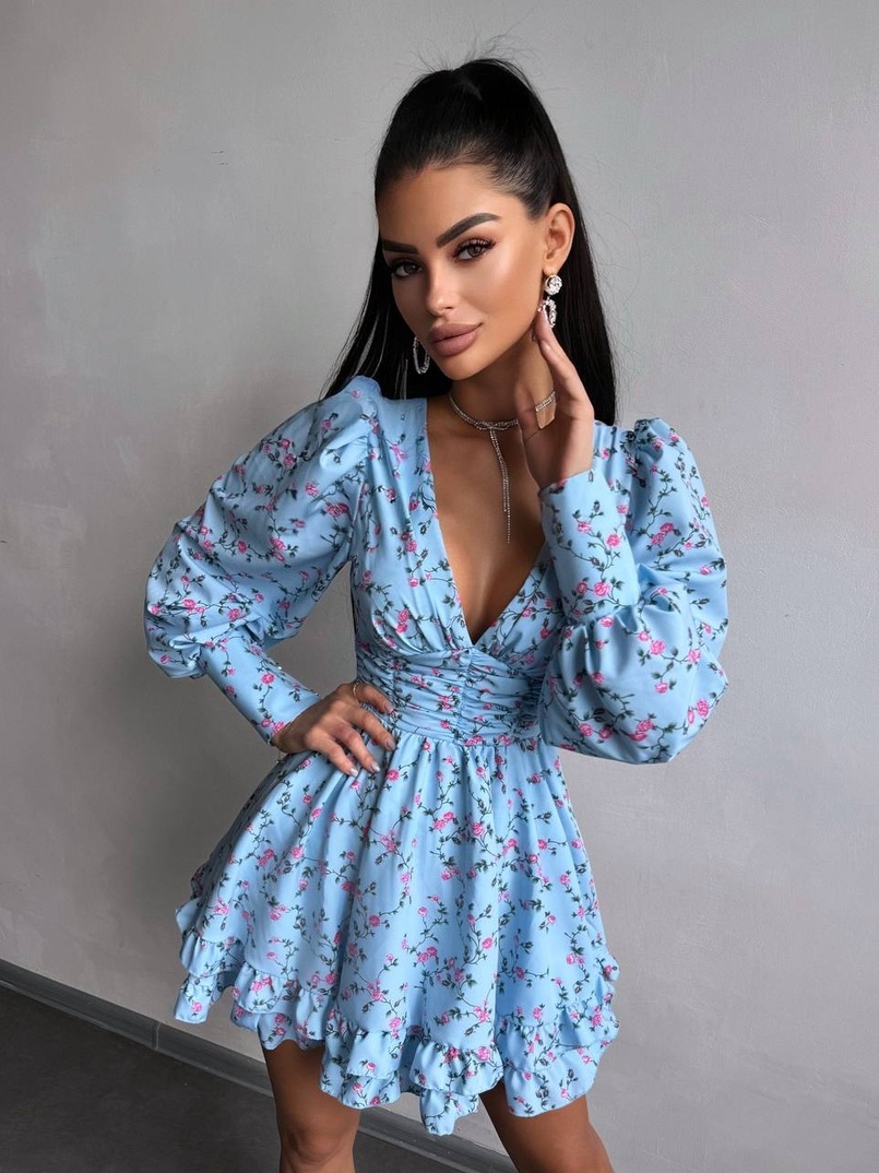 Сукня міні з пишною спідницею та драпіруванням на талії Сукня міні з пишною спідницею та драпіруванням на талії | PUSHKA SHOP