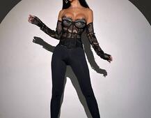 Комплект: мереживний корсет з чашечками + легінси зі штрипками + піджак Комплект: мереживний корсет з чашечками + легінси зі штрипками + піджак | PUSHKA SHOP