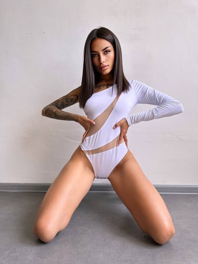 Боді на одне плече із вставками сітки Боді на одне плече із вставками сітки | PUSHKA SHOP