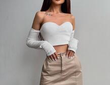 Комплект: коттонова  спідниця + топ з філіжанками  Комплект: коттонова  спідниця + топ з філіжанками  | PUSHKA SHOP