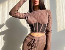 Трикотажний комплект: корсетний топ + легінси Трикотажний комплект: корсетний топ + легінси | PUSHKA SHOP