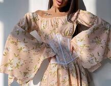 Сукня асиметричного крою з розкльошеними рукавами + корсет декорований стразами Ручна робота Сукня асиметричного крою з розкльошеними рукавами + корсет декорований стразами Ручна робота | PUSHKA SHOP