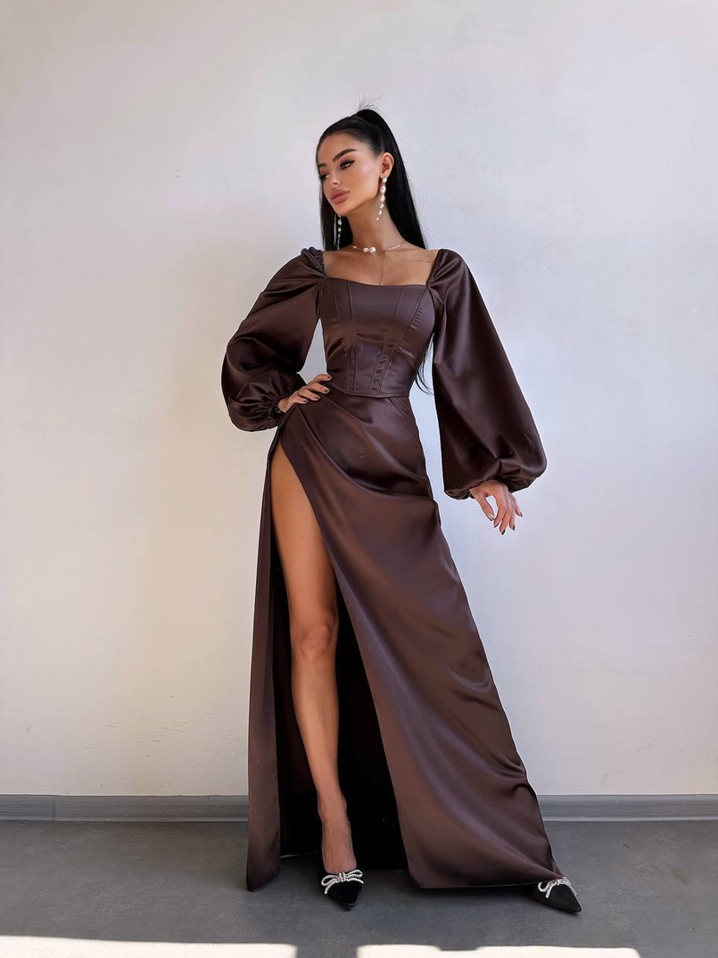 Атласний комплект: корсет + спідниця максі з драпіруванням Атласний комплект: корсет + спідниця максі з драпіруванням | PUSHKA SHOP