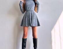 Трикотажна сукня міні із спідницею сонцем     | PUSHKA SHOP