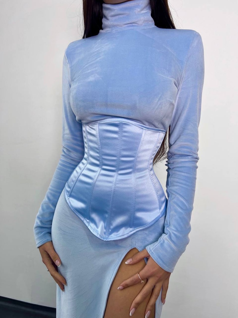 Оксамитова сукня міді з розрізом + атласний корсет Оксамитова сукня міді з розрізом + атласний корсет | PUSHKA SHOP