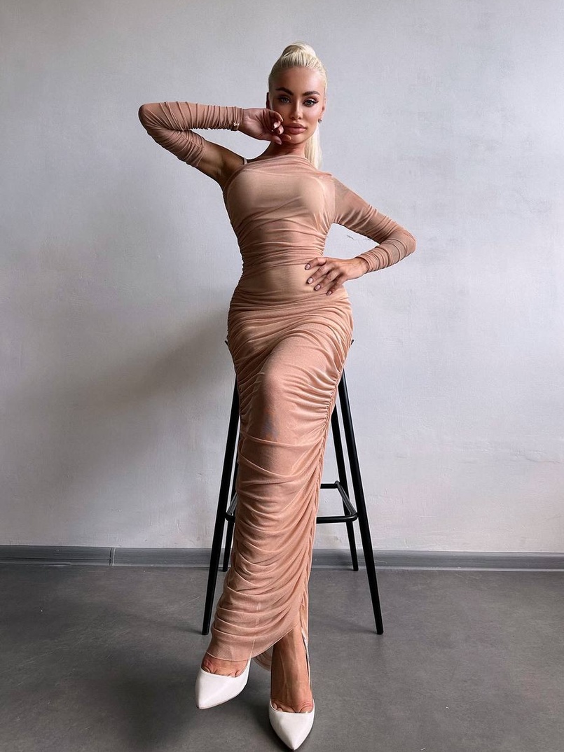 Сукня міді з драпіруванням   Сукня міді з драпіруванням   | PUSHKA SHOP